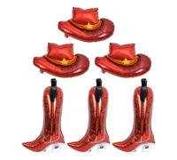 HEMOTON 6 Pièces Lot de Ballons en Aluminium Marron Forme Chapeau de Cow-boy et Botte pour Décorations Polyvalentes de Fête Western et Enterrement de Vie de Jeune Fille