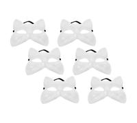 HEMOTON 6 Pièces Masque de Renard Vierge en Pvc Blanc, Design Non Peint Facile à Porter pour Cosplay et Fêtes Masquées, Accessoire Unique pour Carnaval et Anniversaires