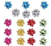 HEMOTON Boîte à Présents Décorative Fleurs en Papier 3D Auto-adhésives D'étoile, Lot de 18 Pièces pour Décoration Festive de Noël Couleur
