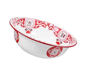 HEMOTON Bol Émail Vintage Rouge Grosse Capacité en Émail Polyvalent pour Lavage de Légumes et Pâte la Cuisine Style Rétro Classique