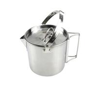 HEMOTON Bouilloire de Camping en Acier Inoxydable 1,2 L, Poignée Pliante | Légère, Bec Verseur Facile, pour Thé et Café en Voyage, Finition Argentée