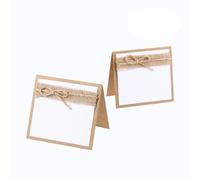 HEMOTON Cartes de Placement pour Mariage et Anniversaire Lot de 10 en Papier Style Shabby Chic Rustique Pré-découpées pour Pliage Facile, Couleur Blanc et Marron