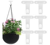 HEMOTON Crochet de plafond pour plantes suspendues en fer, lot de 6, pour tasses, mur en brique et béton, blanc, fixation solide, petite taille