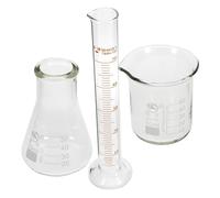 HEMOTON Cylindre Gradué et Bécher de Chimie en Verre Flasque Conique, Kit D'outils de Mesure de Laboratoire pour Applications Scientifiques, 1 Set Marquages Clairs