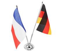 HEMOTON Ensemble de Drapeaux de Table avec Bords Renforcés en Polyester Français et Allemand et Support en Acier Inoxydable, pour Décor Professionnel et Événements D'affaires
