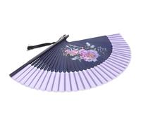 HEMOTON Éventail Pliant Rétro Style Antique en Soie Pourpre Motif Floral Délicat, Ventilateur Pliable en Bambou Accessoire pour et Décoration D'été