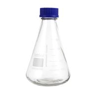 HEMOTON Flacon Conique en Verre Graduée 1000 Ml, Fiole Erlenmeyer avec Bouchon Bleu, Bouteille de Laboratoire pour Stockage Facile et Applications en Sciences de la Vie