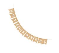 HEMOTON Guirlande Décorative en Lin Blanc Fanions Triangulaires pour Décoration de Fête de Noël, Bannière Murale Élégante et Rustique pour Ambiance Festive