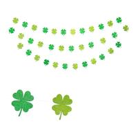 HEMOTON Guirlande en Papier Vert Clair à Motif de Trèfle, Guirlande Préassemblée Plissée pour Décoration de Fête Saint-patrick et Réception