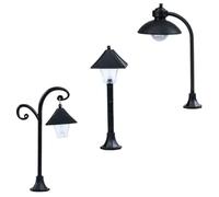HEMOTON Lampe Modèle de Lampadaire en PVC 3 Pièces Noir | Décoration de Scène Miniature et Jardinage, Batterie Incluse, Pratique et Sûre, Ornement pour Pot