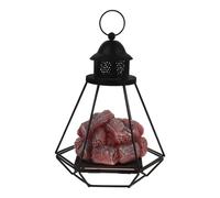 HEMOTON Lanterne de Cheminée Décorative LED Noire en Fer, Légère Flamme, Décoration d'hiver Ambiances de Nouvel an