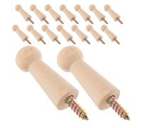 HEMOTON Lot de 16 Crochets Muraux en Bois Brut à Visser, Crochet Scandinave Polyvalent pour Suspendre Paquet et Serviettes, pour Toute Pièce ou Chambre
