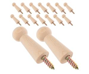 HEMOTON Lot de 16 Crochets Muraux en Bois Brut à Visser, Crochet Scandinave Polyvalent pour Suspendre Paquet et Serviettes, pour Toute Pièce ou Chambre