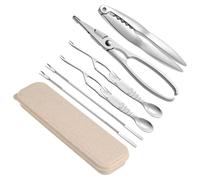 Hemoton Pince À Crabe Inox Lot De 6 Outils De Fruits De Mer Avec ÉTui De Rangement Casse-CrustacéS Pour Homard Pince À CrustacéS Et Fourchettes Pour Noix Cuisine