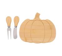 HEMOTON Planche à Fromage Design Automne Unique Forme Citrouille en Bambou avec Couteau et Fourchette pour Dîner en Famille et Décoration D'halloween