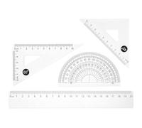 HEMOTON Règle à dessin rapporteur Set Géométrique 4 Pièces en ABS Transparent, Outil de mesure portable, Incassable 20 CM pour École et Bureau