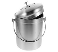 HEMOTON Seau à Compost de comptoir 5L en métal Argent avec Couvercle Anti-odeurs, bac à Compost d'intérieur pour Cuisine, Fruits et légumes