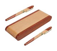 HEMOTON Stylo Plume en Bois D’ébène, Ensemble de Bureau et École | Boîte en Bois Incluse, Écriture Fluide, Format Fin et Léger, Présent Élégant pour Amis et Proches