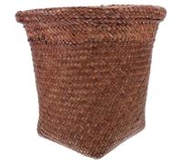 HEMOTON Tressée Corbeille à Papier Café, en Paille, Ronde, pour Maison | Bords Lisses et Arrondis, Usage Polyvalent, Pratique pour Jeter les Papiers, Présent de Crémaillère
