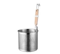 HEMOTON Ustensile Cuisine Inox Avec Manche Bois - Cuillère Passoire Écumoire 18Cm Pour Nouilles Soupes Et Fritures - Passoire Cuisine Pour Maison Et Restaurant