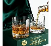 Hemswell Crystal Verres à Whisky - Coffret 2 pièces 310 ml - Cristal sans plomb, fond épais, design haut de gamme - Idéal Single Malt, Bourbon, Scotch (Set de 2) - Wicklow