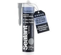 Hemway Mastic d'Étanchéité et Adhésif de Construction Gris Clair 300ml | Supérieur au Mastic Silicone, Etancheite, Polymère Hybride, Inodore, Intérieur et Extérieur