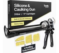 Hemway Pistolet à calfeutrer et outil de profilage de qualité supérieure 4 pièces | Applicateur en silicone solide pour cartouche de 310 ml | Grattoirs applicateurs réutilisables multi-bords |