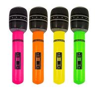 HENBRANDT 1 Lot de Deux Microphones gonflables Party Time de 40 cm de Couleur Fluo (Les Couleurs Peuvent Varier)