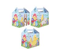 HENBRANDT Lot de 12 boîtes de fête de Pâques de taille moyenne pour la chasse aux œufs de Pâques et les pique-niques - Boîte cadeau vide en carton pour aliments