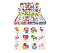 Henbrandt Lot de 144 mini tatouages temporaires flamant rose pour enfants - 12 pièces - Pour sacs surprises - Assortiment de flamants roses - Cadeaux de fête pour garçons et filles