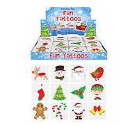 Henbrandt Lot de 2 mini tatouages temporaires de Noël pour enfants - Lot de 12 sacs de fête de Noël pour enfants - Cadeaux de Noël - Calendrier de l'Avent pour garçons et filles