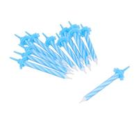 Henbrandt Lot de 24 bougies de fête bleues avec bougeoirs, bougies de célébration en spirale bleue pour gâteaux d'anniversaire, fêtes prénatales pour garçons et décorations d'anniversaire