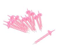 Henbrandt Lot de 24 bougies de fête roses avec bougeoirs, bougies de célébration en spirale rose pour gâteaux d'anniversaire, fêtes prénatales pour filles et décorations d'anniversaire