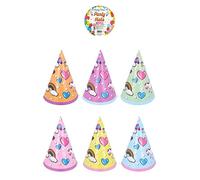 HENBRANDT Lot de 6 chapeaux de fête en forme de licorne pour enfants - Accessoires de fête - Fournitures de fête triangulaires - Chapeau de fête d'anniversaire mignon pour enfants