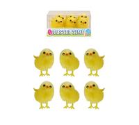 HENBRANDT Lot de 6 mini poussins jaunes duveteux - Mini décorations de poussins de Pâques pour l'art et l'artisanat - Petites décorations de poulets de printemps - Chasse aux œufs de Pâques pour