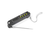 Thermomètre pliable Sonde de pénétration pliable (45°/90°/135°/180°) Plage de mesure -50°C- +300°C Sonde de pénétration 130mm Boîtier ergonomique Graduation : 0,1°C Arrêt automatique après 60 minutes