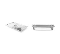 HENDI 806814 Couvercle Gastronome Argent GN 1/1 & Bac Gastronorme, GN 1/3, résistance thermique -40 °C à 300 °C, utilisable dans des fours 2.5L