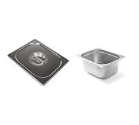 HENDI 806838 Couvercle Gastronome + HENDI Bac Gastronorme, GN 1/2, résistance thermique -40 °C à 300 °C, utilisable dans des fours à convection,des chafing dishes, 12.5L, 325x265x(H)200mm,inox