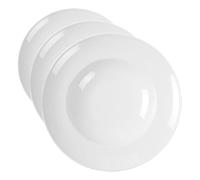 HENDI Assiette à pâtes, bords renforcés, émaillage de qualité, résistance aux impacts et à l'usure, convient à micro-ondes et lave-vaisselle, ø260mm, porcelaine blanche (Lot de 3)