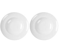 HENDI Assiette à pâtes, bords renforcés, émaillage de qualité, résistance aux impacts et à l'usure, convient à micro-ondes et lave-vaisselle, ø300mm, porcelaine blanche (Lot de 2)