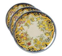 HENDI Assiette à pizza ronde en porcelaine émaillée avec motif Barocco, assiette pour servir la pizza, compatible lave-vaisselle et micro-ondes, ⌀310mm, multicolore (Lot de 3)