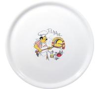 Hendi Assiette à pizza ronde en porcelaine émaillée motif chef Ø 330 mm Blanc Lot de 6
