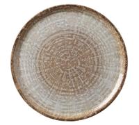 HENDI Assiette à Pizza Ronde en Porcelaine Émaillée avec Motif Pierre Naturelle, Assiette pour Servir la Pizza, Compatible Micro-ondes et Lave-vaisselle, ⌀330mm, Brun/Gris