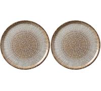 HENDI Assiette à Pizza Ronde en Porcelaine Émaillée avec Motif Pierre Naturelle, Assiette pour Servir la Pizza, Compatible Micro-ondes et Lave-vaisselle, ⌀310mm, Brun/Gris (Lot de 2)