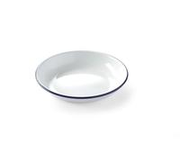 Hendi Assiette creuse en acier émaillé blanche à bord bleu Ø180 x H30 mm