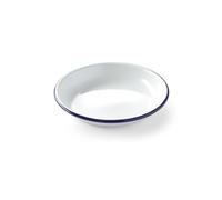 Hendi Assiette creuse en acier émaillé blanc, bord bleu Ø200 x H32 mm
