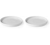 HENDI Assiette plate à bord haut, Oslo, ⌀240mm, porcelaine blanche émaillée (Lot de 2)