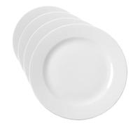 HENDI Assiette plate, bords renforcés, émaillage de qualité, résistance aux impacts et à l'usure, convient à micro-ondes et lave-vaisselle, ø200mm, porcelaine blanche (Lot de 4)