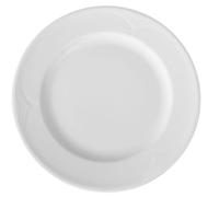HENDI Assiette plate, bords renforcés, émaillage de qualité, résistance aux impacts et à l'usure, convient à micro-ondes et lave-vaisselle, ø300mm, porcelaine blanche