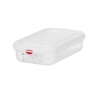 HENDI Bac Gastronorm GN 1/4 avec couvercle HACCP, hermétique, résistance thermique -40°C à 100°C, 1,8L, 265x162x(H)65mm, polypropylène translucide
